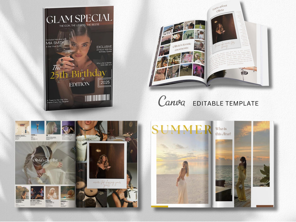 Personalized Magazine Template for Best Friend Customizable Magazine Cover Design Editable Fashion eBook Birthday Magazine Template Cover