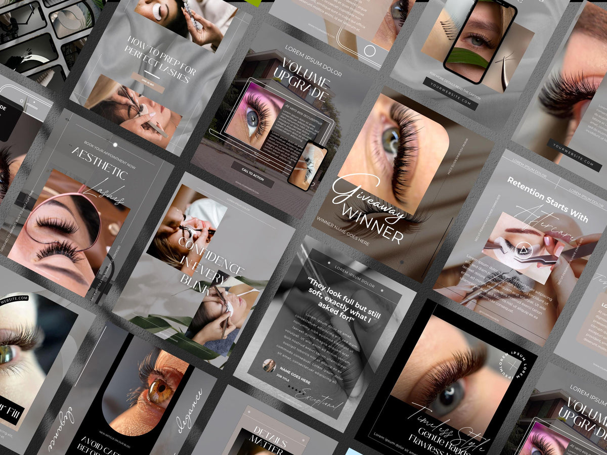 Lash Tech Instagram Post Templates: Editable Canva Social Media