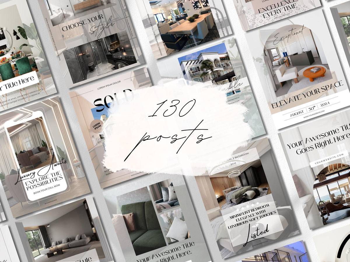 Luxury Real Estate Instagram Templates: Canva Realtor Marketing (Digital Download)