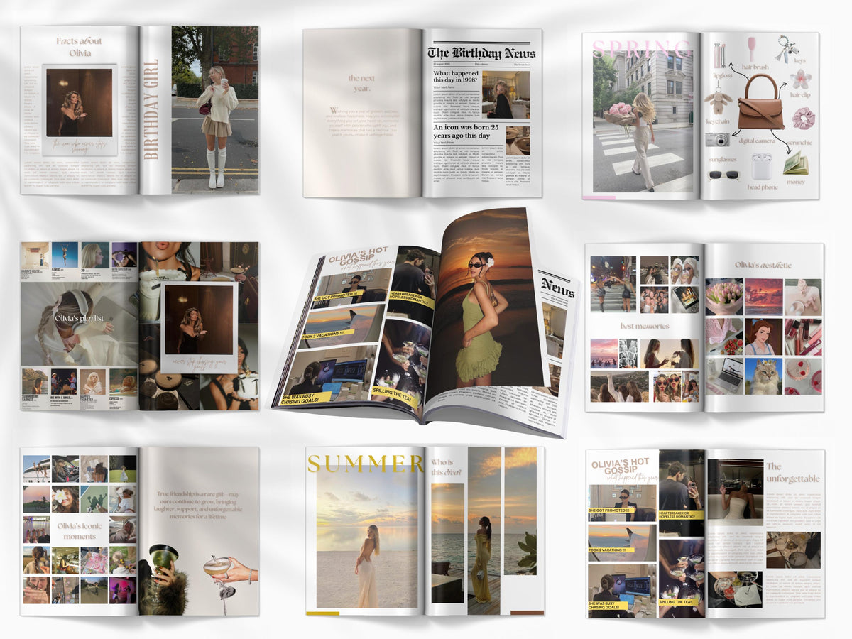 Personalized Magazine Template for Best Friend Customizable Magazine Cover Design Editable Fashion eBook Birthday Magazine Template Cover