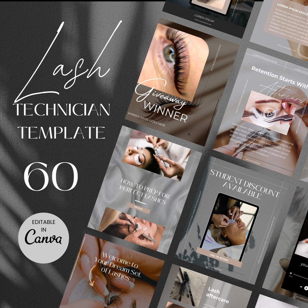 Lash Tech Instagram Post Templates: Editable Canva Social Media