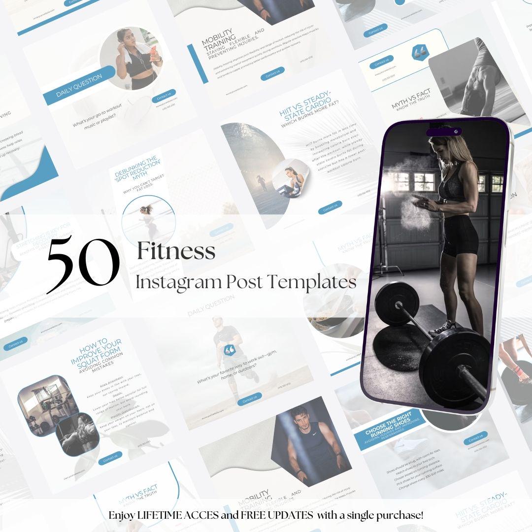 Fitness Instagram Post Templates: Health & Workout Social Media (Canva)
