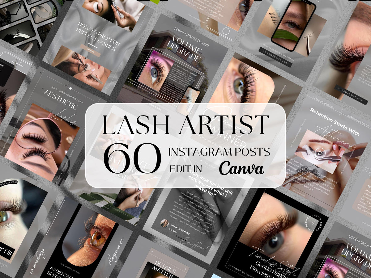 Lash Tech Instagram Post Templates: Editable Canva Social Media