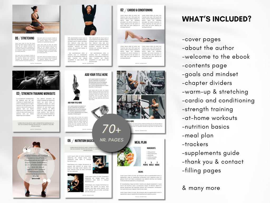 Fitness Ebook Template: 70-Page Canva Workbook for Coaches (Digital Download)