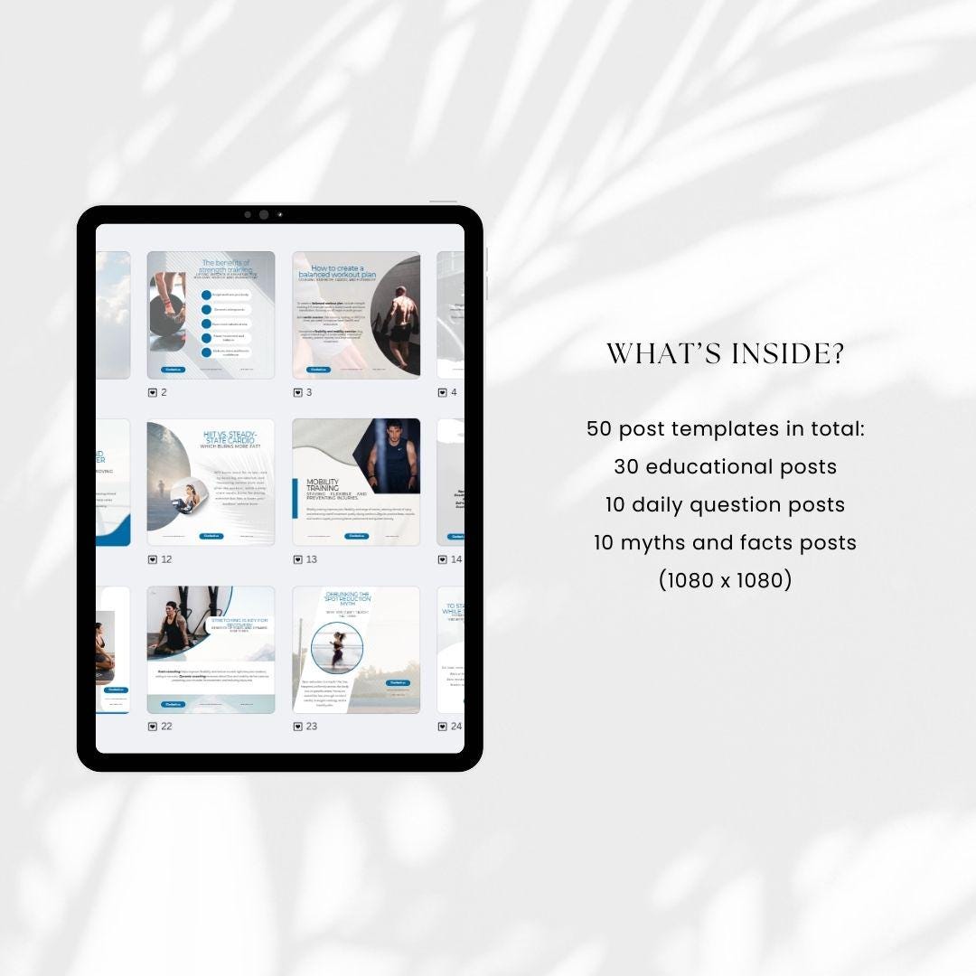 Fitness Instagram Post Templates: Health & Workout Social Media (Canva)