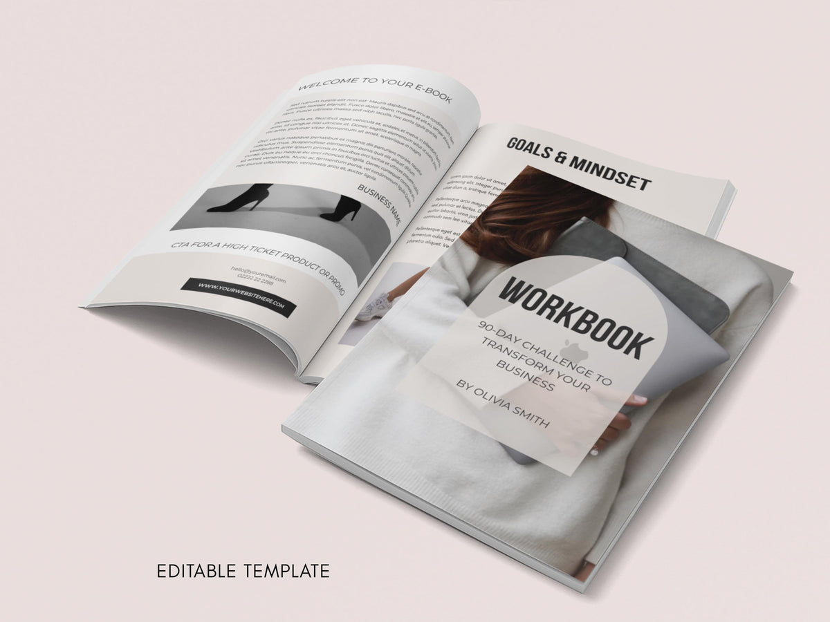 Business Ebook Template: 60-Page Editable Canva Workbook for Coaches (Digital Download)