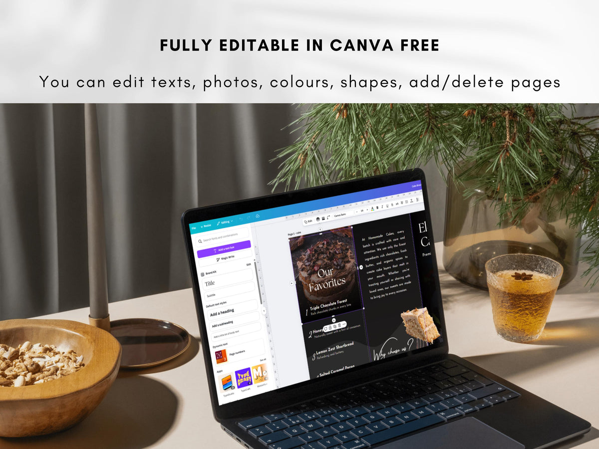 Cookie Business Brochure Template Canva Bakery Menu Price List Pastry Shop Flyer Editable Double-Sided Brochure