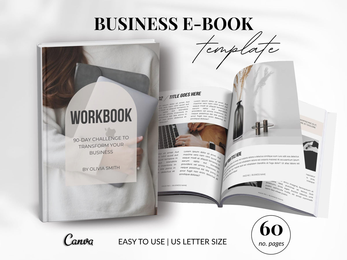 Business Ebook Template: 60-Page Editable Canva Workbook for Coaches (Digital Download)
