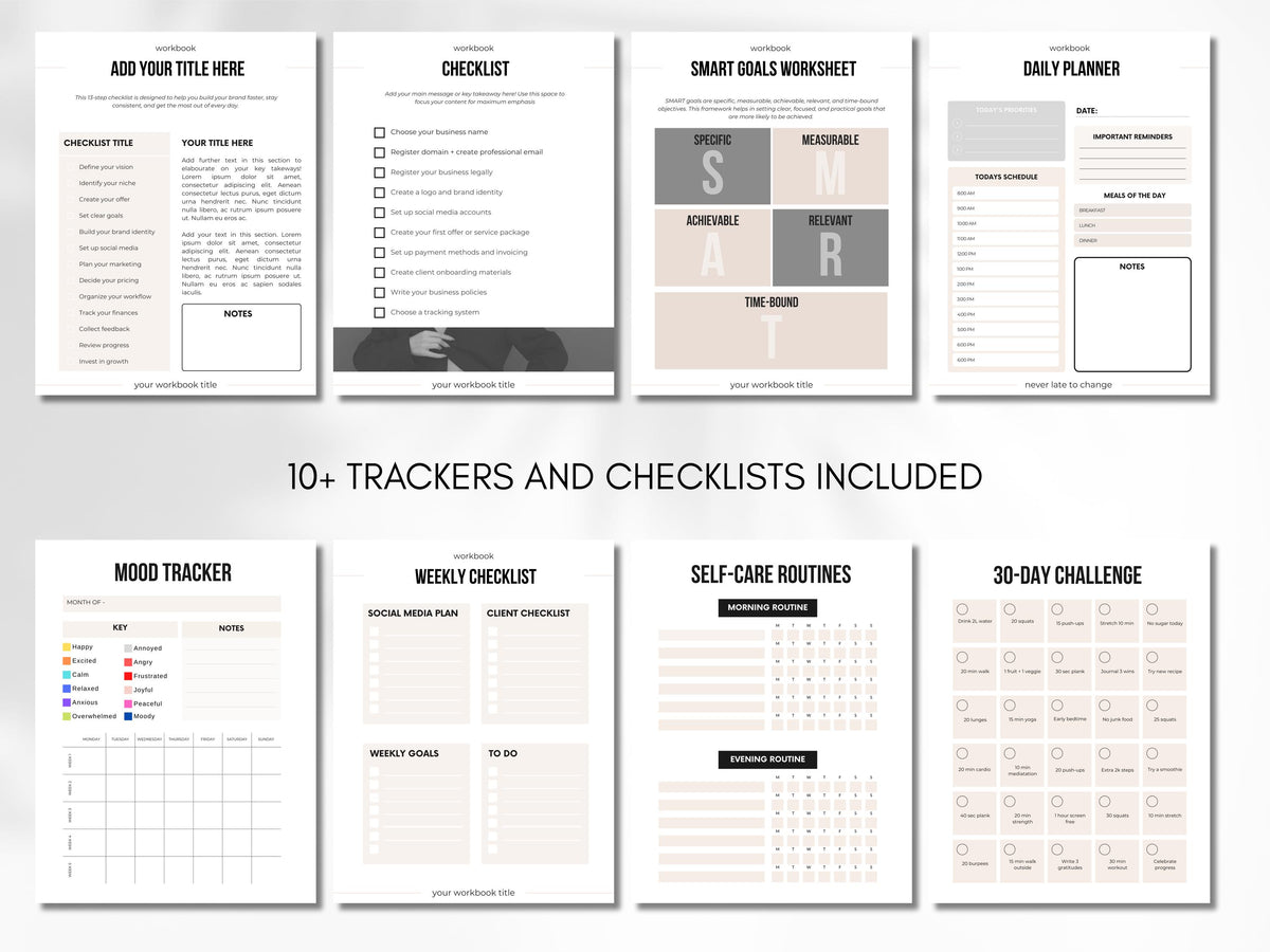 Business Ebook Template: 60-Page Editable Canva Workbook for Coaches (Digital Download)
