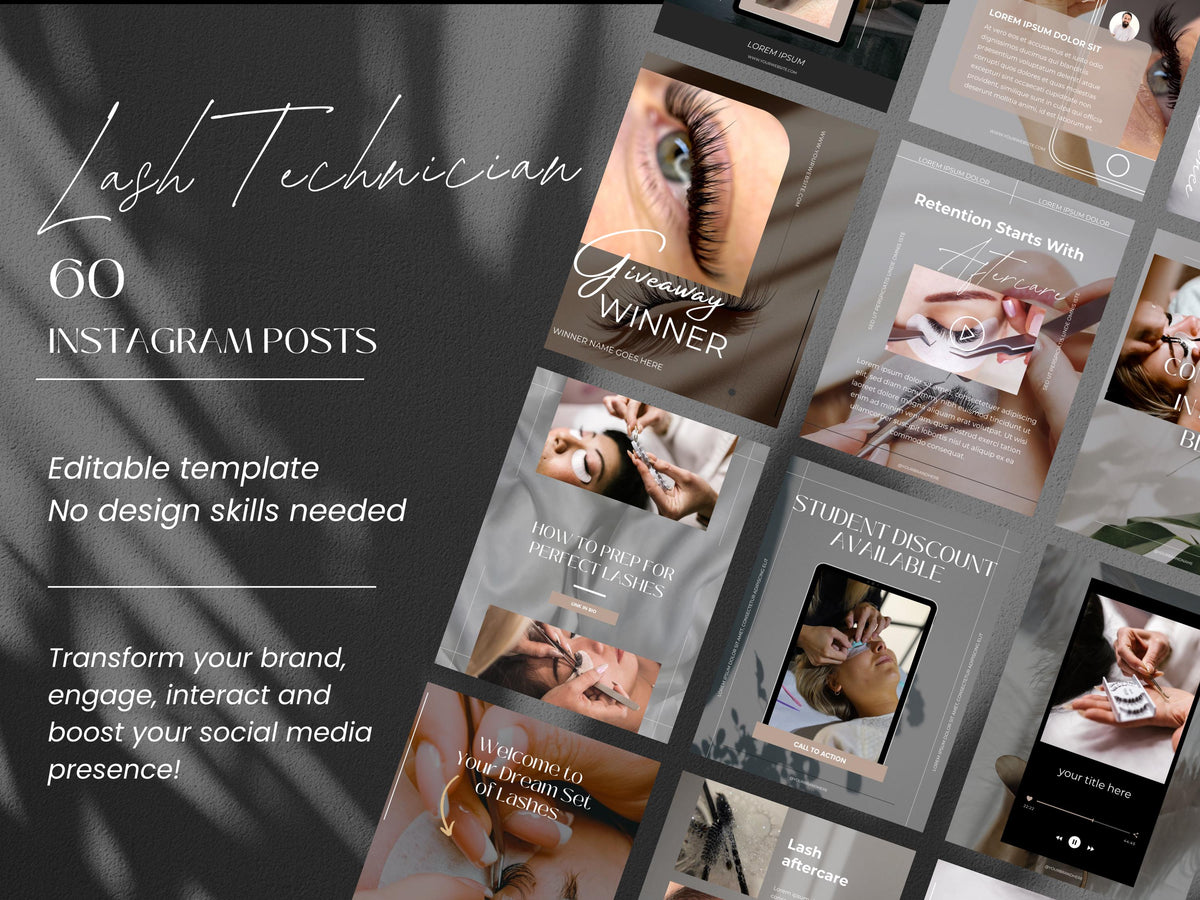 Lash Tech Instagram Post Templates: Editable Canva Social Media