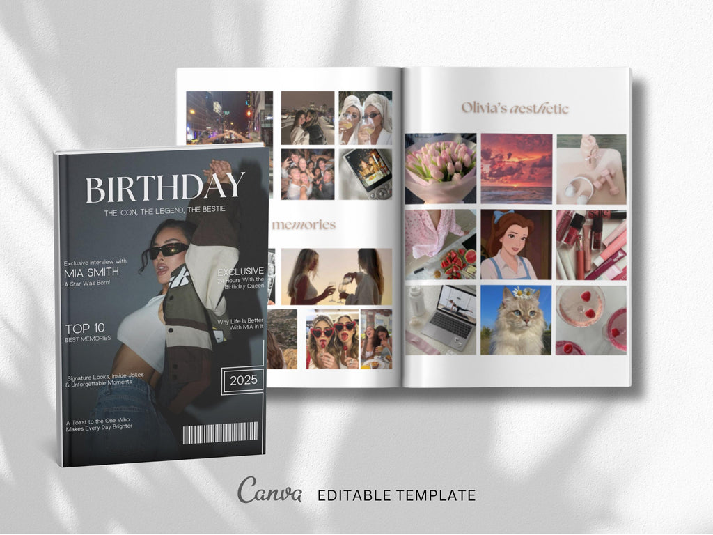 Personalized Magazine Template for Best Friend Customizable Magazine Cover Design Editable Fashion eBook Birthday Magazine Template Cover