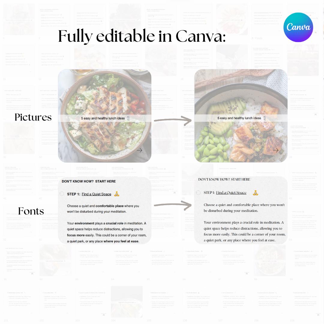 Health & Wellness Social Media Carousel Templates: Canva Editable (Digital Download)