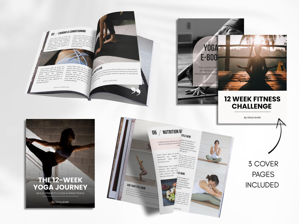 Yoga Ebook Template 70-Page Canva Fitness Yoga Coach Workbook Template Workout Personal Training Nutrition Coach